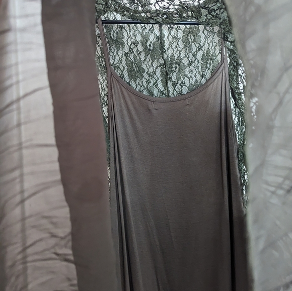 Origami - Layered Olive Green Lace Top - Dress - Picture 3 of 5